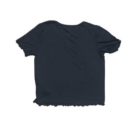 Wild Fable Ribbed Crop Top - Black Y2K Daisy Lettuce Trim - Picture 2 of 4